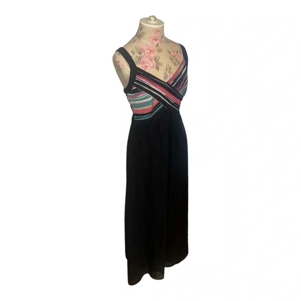 Vintage ROBBIE BEE Size 10 Maxi Dress Multi Colored Bodice - Picture 4 of 17